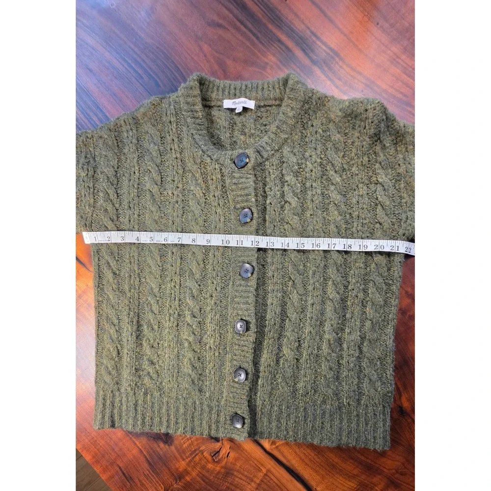 Madewell Cable Knit Cardigan Marled Button Crewneck Coast ANTHROPOLOGIE